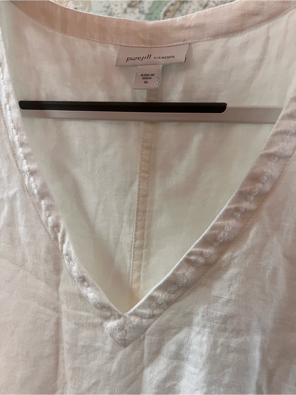 Pure Jill Elements White Linen Embroidered Sleeveless Dress XL Boho Cottagecore - Picture 10 of 12
